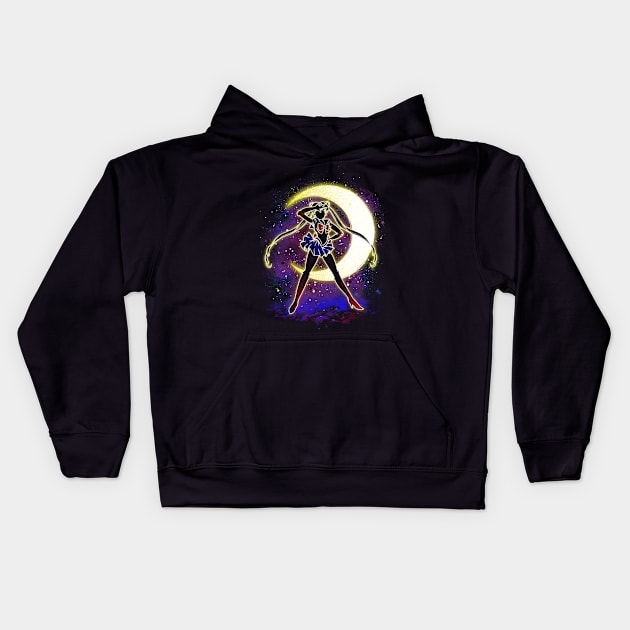 Warrior Moon Kids Hoodie by alemaglia